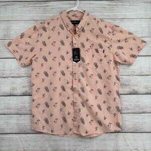 Molokai Surf Co Skull Print Hawaiian Shirt Men's Size XXL Pink/Black NEW‎